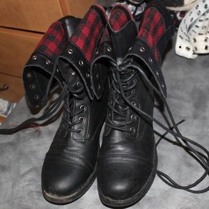 Black combat boots